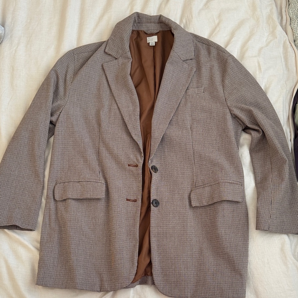 a new day | Burnt Orange Houndstooth Blazer | L